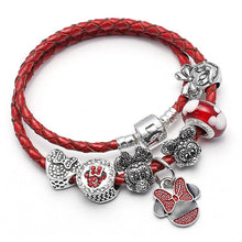 Load image into Gallery viewer, Sonykifa Fashion Jewelry Mickey Minnie Leather Pandoro Bracelet