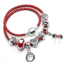 Load image into Gallery viewer, Sonykifa Fashion Jewelry Mickey Minnie Leather Pandoro Bracelet