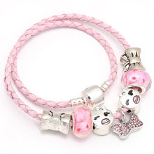 Load image into Gallery viewer, Sonykifa Fashion Jewelry Mickey Minnie Leather Pandoro Bracelet