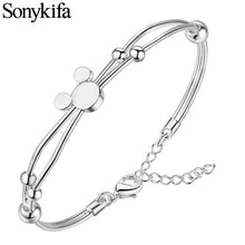 Load image into Gallery viewer, Sonykifa Luxury Minnie Crystal CZ Hand Chain Charm Bracelet