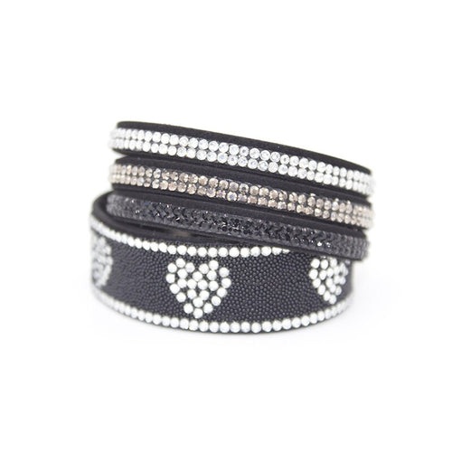 New shelves fashion jewelry heart-shaped decoration 6-layer rhinestone charm bracelet and bracelet
