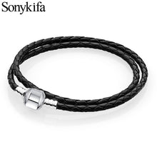 Load image into Gallery viewer, Sonykifa Dropshipping White/Black Leather Chain Charm Bracelet