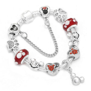 Sonykifa Dropshipping Cartoon Style Mickey Minnie Crystal Charm Bracelet