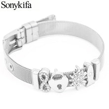 Load image into Gallery viewer, Sonykifa Dropshipping Fashion Jewelry Rose Gold Mesh Charm Bracelet