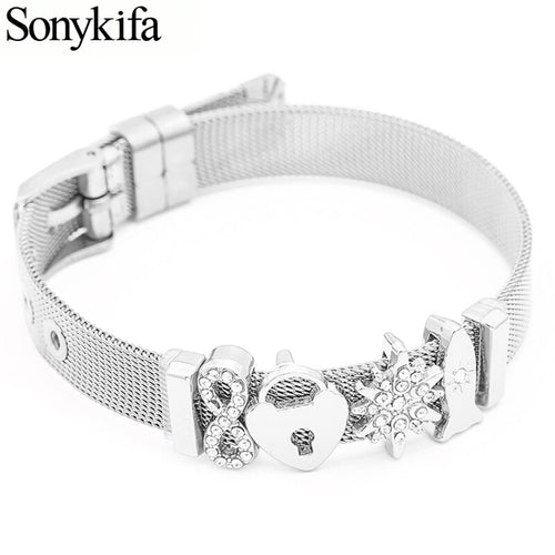 Sonykifa Dropshipping Fashion Jewelry Rose Gold Mesh Charm Bracelet